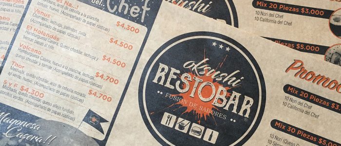 Individuales papel kraft impresos ok sushi restobar linares